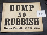 3 Dump No Rubbish Cardboard Signs 11" x 14"