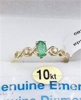 10kt Gold Emerald & Diamond Ring Sz 6