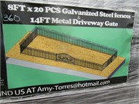 New/Unused 8' X 20 Pcs. Galvanized Steel Fence
