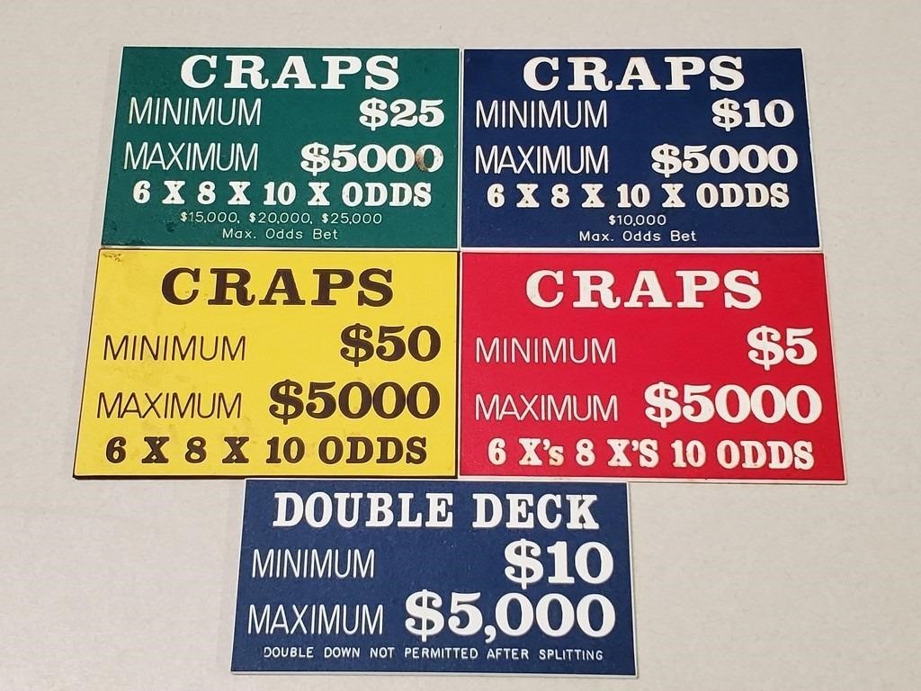 5 Casino Table Game  Signs