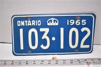 1965 Ontario Lic. Plate
