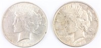 Coin 2 Peace Silver Dollars 1924-S & 1927-D AU