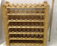 nw) WOOD WINE RACK, HOLDS 56 BOTTLES! VERY STURDY,