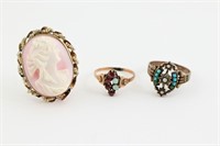 Victorian Rings & 10K Cameo