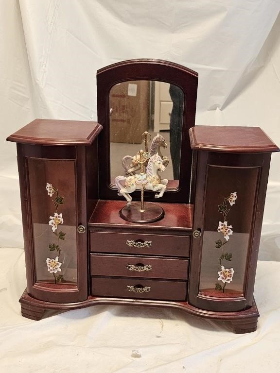 Mahogany Carousel Jewelry Box