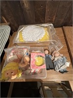 tote of craft doll pcs and parts &