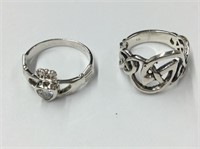 925 Silver Celtic Claddagh Ring with Clear Cut