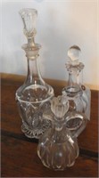 (2) Early American pattern glass decanters and