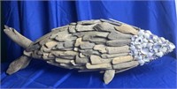 Signed double sided driftwood fish sculpture
