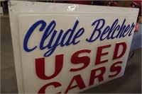 CLYDE BELCHER USED CAR SIGN-PLEXIGLASS EMBOSSED