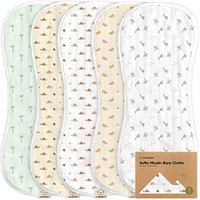 5-Pack Muslin Burp Cloths for Baby Boys and Girls