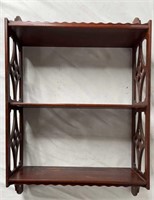 Wooden Hand Carved 3 Tier Decorative Wall Shelf