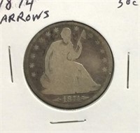 1874 Seated Liberty Arrows Half Dollar Coin