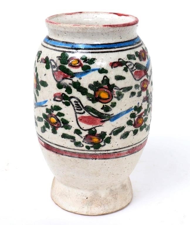 Turkish Painted Ceramic Vase, 19th C.