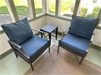 Pair Of Wicker Chairs & End Table
