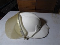White Fireman Style Helmet with Face Shield