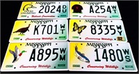 Lot of 6 Mississippi license plates