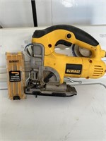 corded Dewalt jigsaw with blades and case