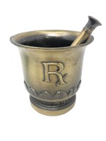 Schering pharmacy brass tone metal mortar pestle