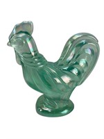 Fenton green carnival glass rooster chicken figure