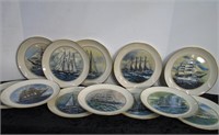 12 Danbury Mint "Tall Ships" Fine China 8" Plates