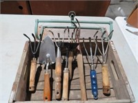 OLD GARDEN TOOLS & WATER HANGER