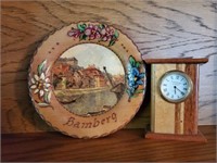 Carved plate, handcrafted clock