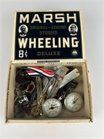 Cigar box with pocket thermometers finial locks +