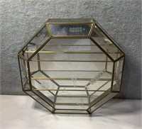 Mid century etched glass and brass small mirrored