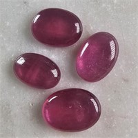15 Ct Cabochon Ruby Gemstones Lot of 4 Pcs, Oval S