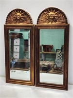2 Ornate Guilded Beveled Edge Wall Mirrors