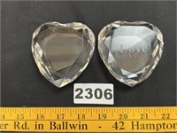 Rosenthal Crystal Heart Paperweights