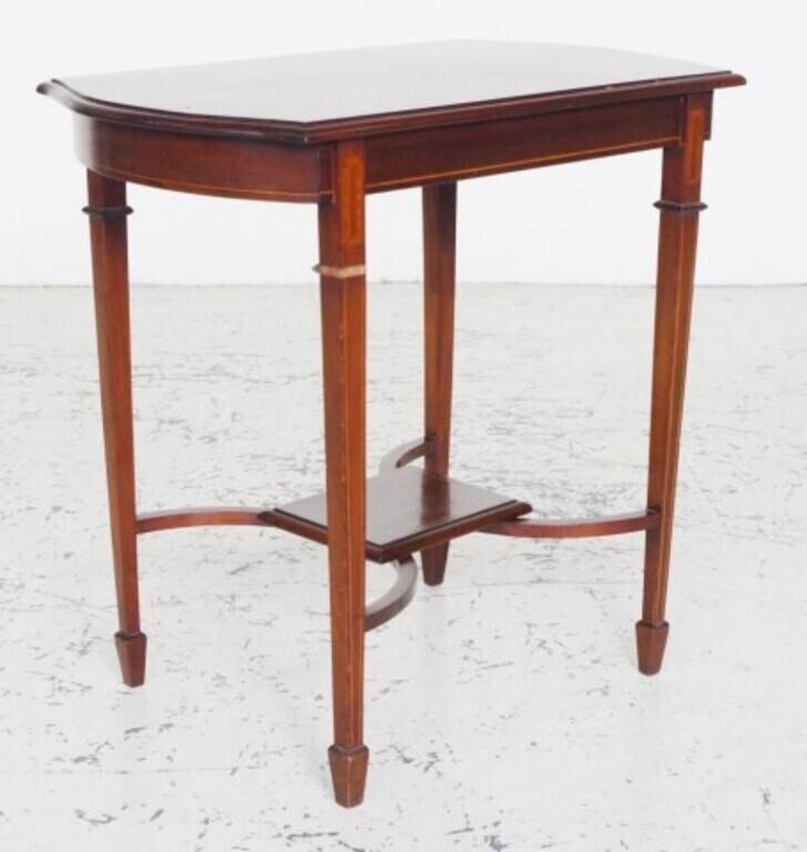 Antique Sheraton style inlaid walnut table