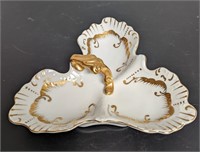 Vintage Divided Dish Gold Accents