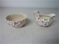 SPODE ROSEBUD CHINTZ CREAM AND SUGAR