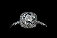 APPR $4000 Moissanite Ring 1 Ct 925 Silver