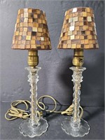 Pair of class lamps with mosaic shades