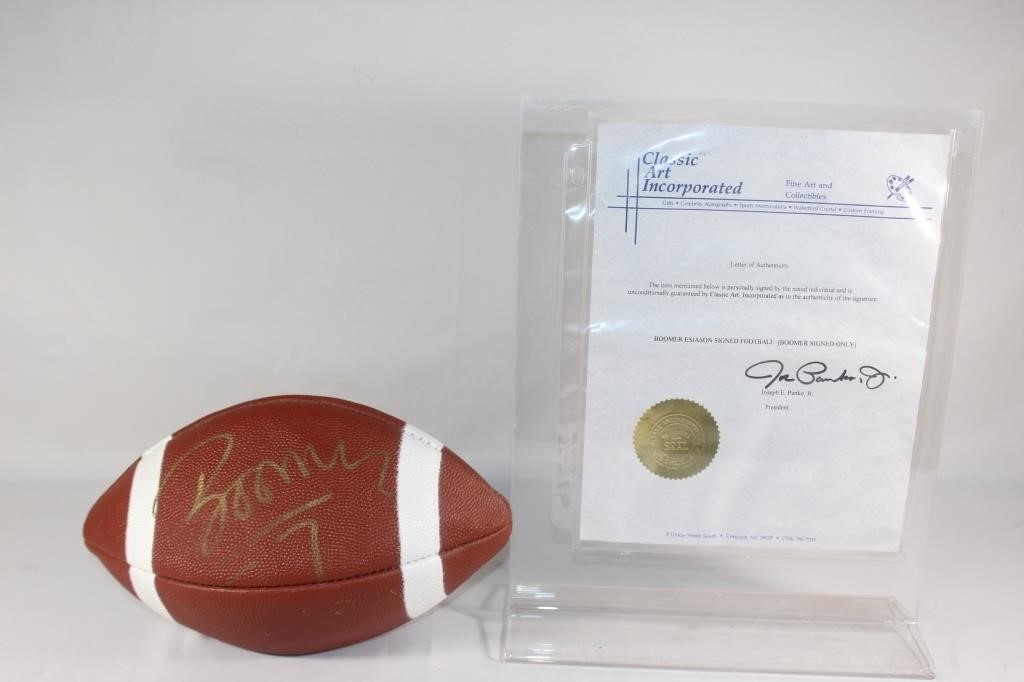 Boomer Esiason Autographed Football w/Case & COA