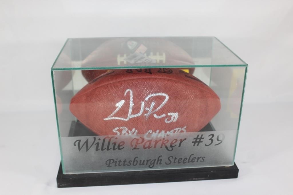 Willie Parker Autographed Football w/Case and COA