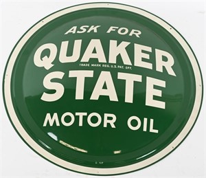 ASK FOR QUAKER STATE MOTOR OIL TIN BUBBLE SIGN