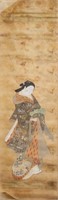 16-18 C Unknown Japanese Watercolour Silk Scroll
