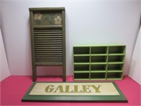 Olive Green Home Decor. Flowered Washboard Galley