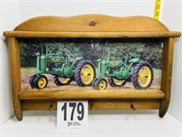 Vintage John Deere Wood Shelf with Hanger