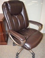 REALSPACE BROWN LEATHER HB CHAIR