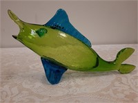 Blown art crackle glass fish
