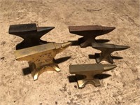 5 Miniature Brass and Iron Anvils