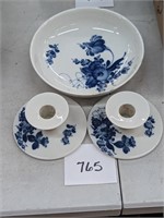 Royal Copenhagen Bowl and Candleholders