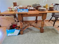 Antique drop leaf farmhouse table with 3 chairs