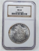 1880-CC Silver Dollar NGC MS 64