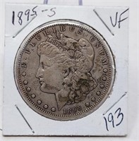 1895-S Silver Dollar VF Scarce!